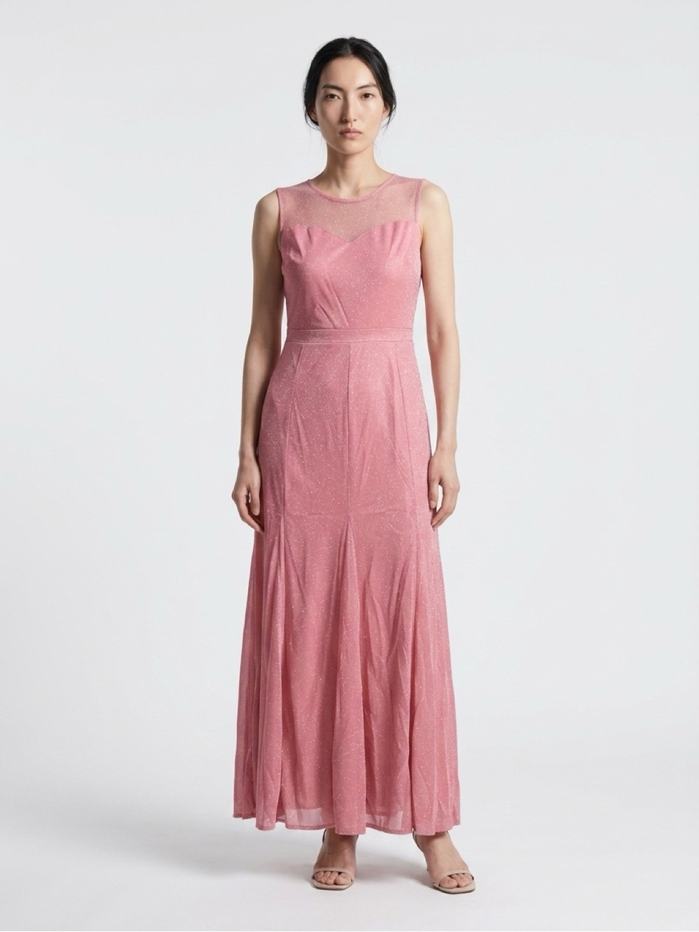 Candalite Blush Glittery Pink Long Gown with Thick Shoulder Straps Size Large - Picture 3 of 9